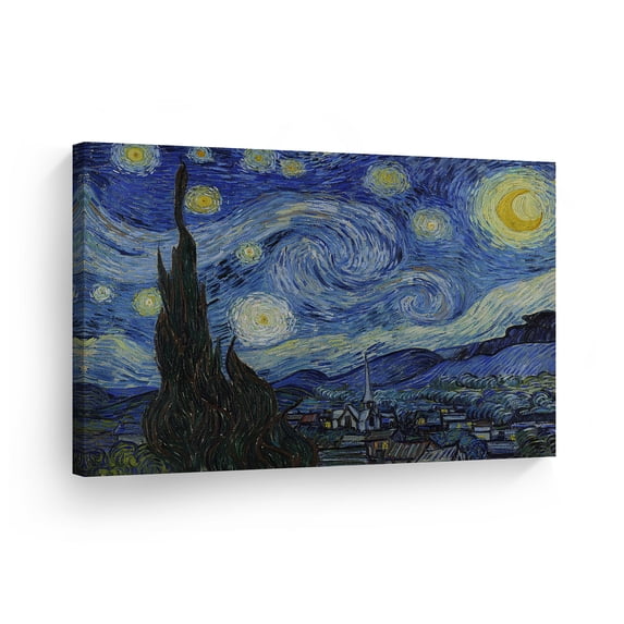 Smile Art Design Vincent Van Gogh The Starry Night, 1889 Canvas Wall Art Print Artwork Classic Modern Art Living Room Bedroom Decor Ready to Hang Made in the USA - 30x40