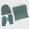 thumbnail image 5 of Kripyery 3Pcs/Set Unisex Winter Beanie Hat Long Scarf Touch Screen Gloves Set Solid Color Twist Texture Warm Knit Scarf Mittens Hat Set, 5 of 8