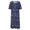 thumbnail image 3 of Lindreshi Summer Dresses for Women with Pockets Women's Summer Casual Printing Short Sleeve Dress Short Sleeve Round Neck Ankle Dress, 3 of 5