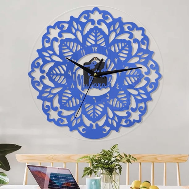 Reloj de Pared Islámico, Relojes de para Musulmán Eid Ramadan, de Dormitorio, Cocina, Oficina en Casa Azul Baoblaze reloj de pared moderno