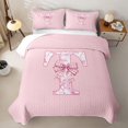 thumbnail image 2 of Manfei Pink Gingham Bow Letter T Quilt King for Girls, Cute Initial King Coverlet Set, 2 of 7