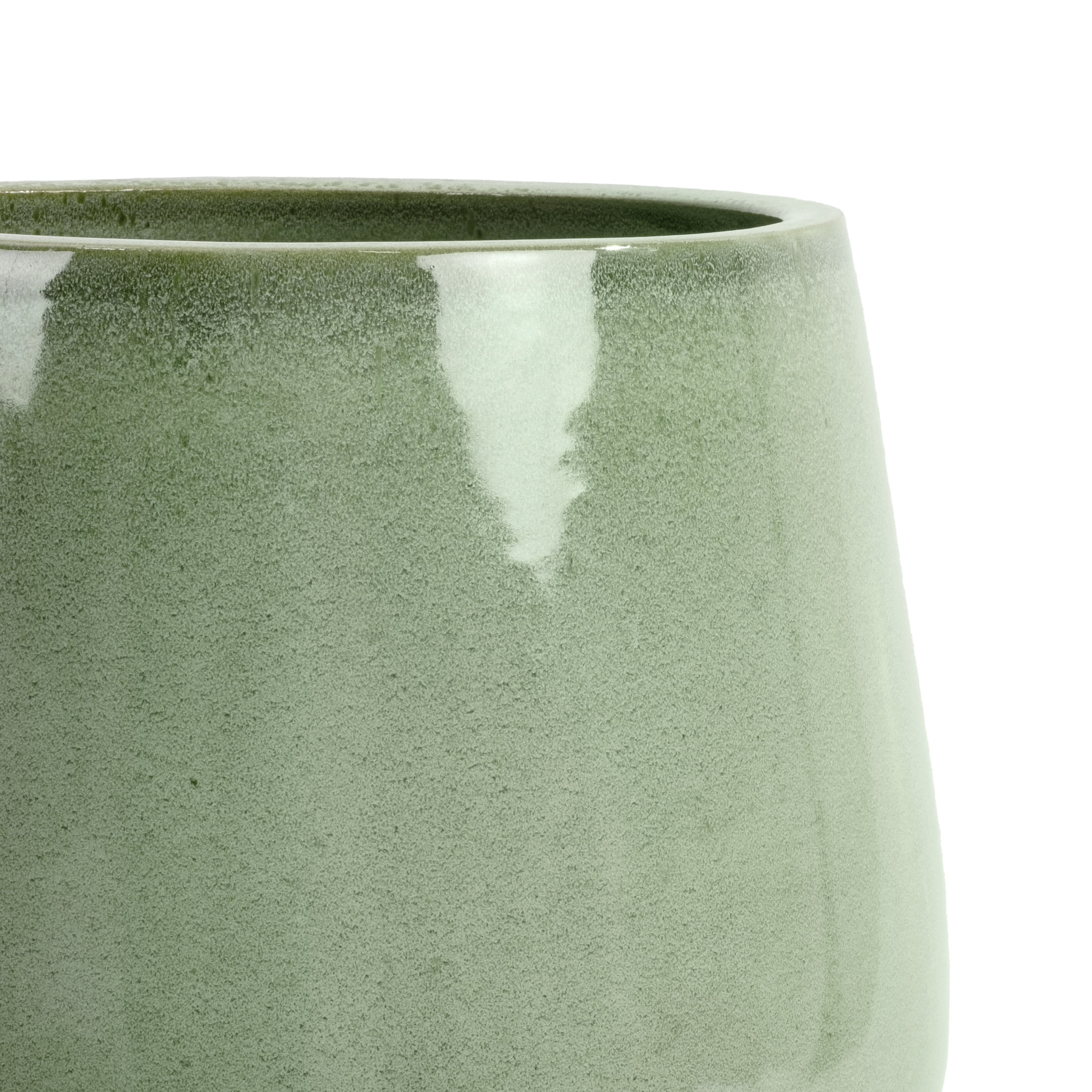 Beautiful 12" Soft Sage Bubble Base Tapered Ceramic Planter with Saucer by Drew Barrymore