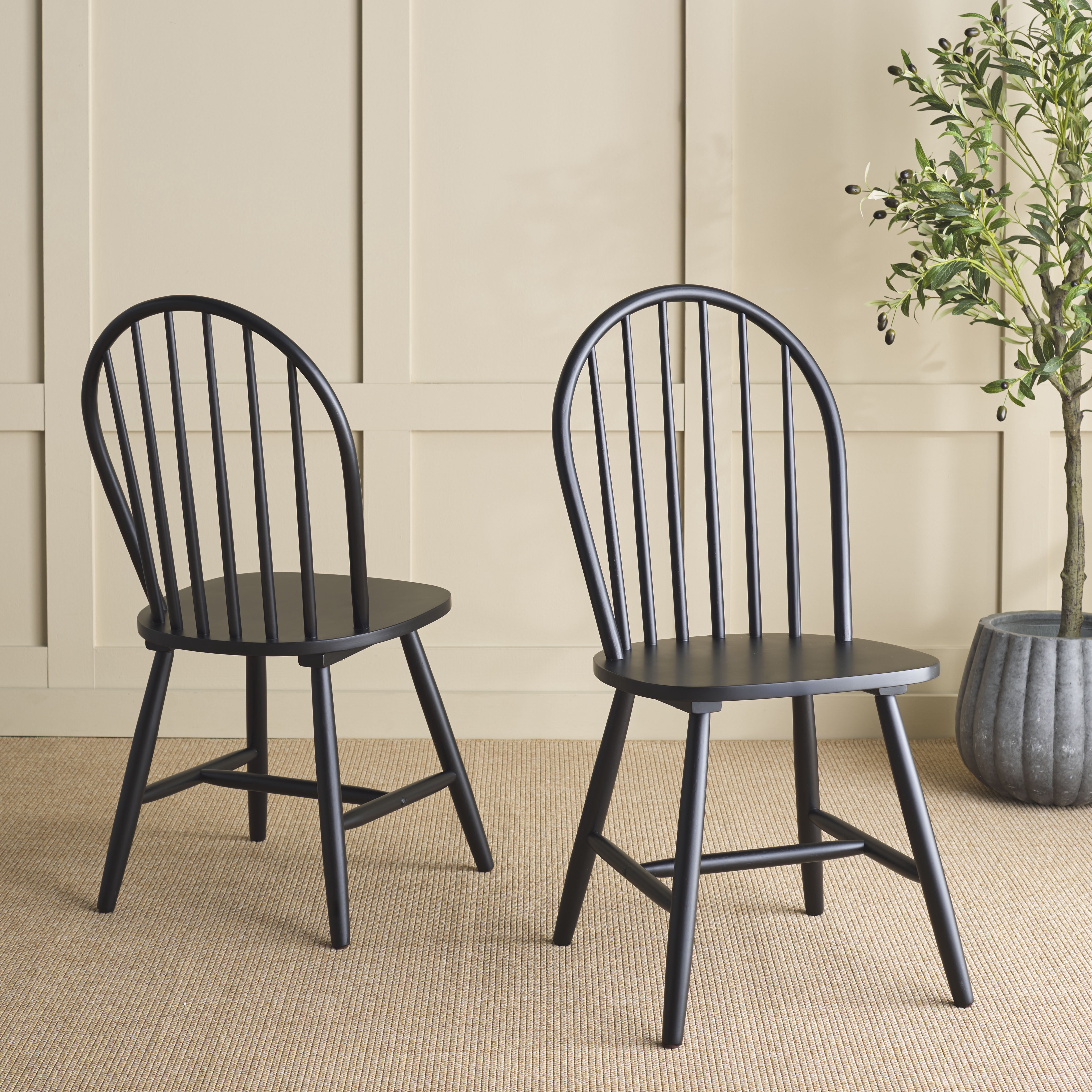 Safavieh Omaha Modern Wood Dining Side Chairs, Black (Set of 2)