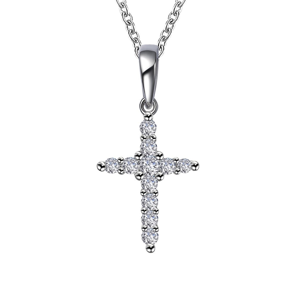 Lafonn Birthstone Sterling Silver Platinum Plated April Necklaces (0.33Cts CTTW)