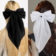 thumbnail image 7 of LQQBOX 3Pcs Hair Bow Clips for Women Girls Silky Satin Bow Hair Clips Hair Ribbon with Long Tail Cute Oversized Hair Clips Soft Big Hair Barrettes Hair Accessories (White Black Pink), 7 of 7