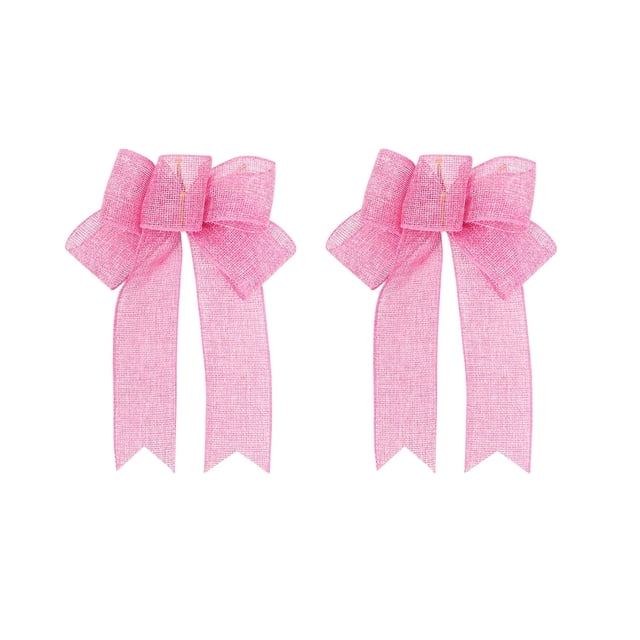 Bow Decorations for Party Handmade Imitation Linen Solid Color Ribbon Pendant 2 Pc