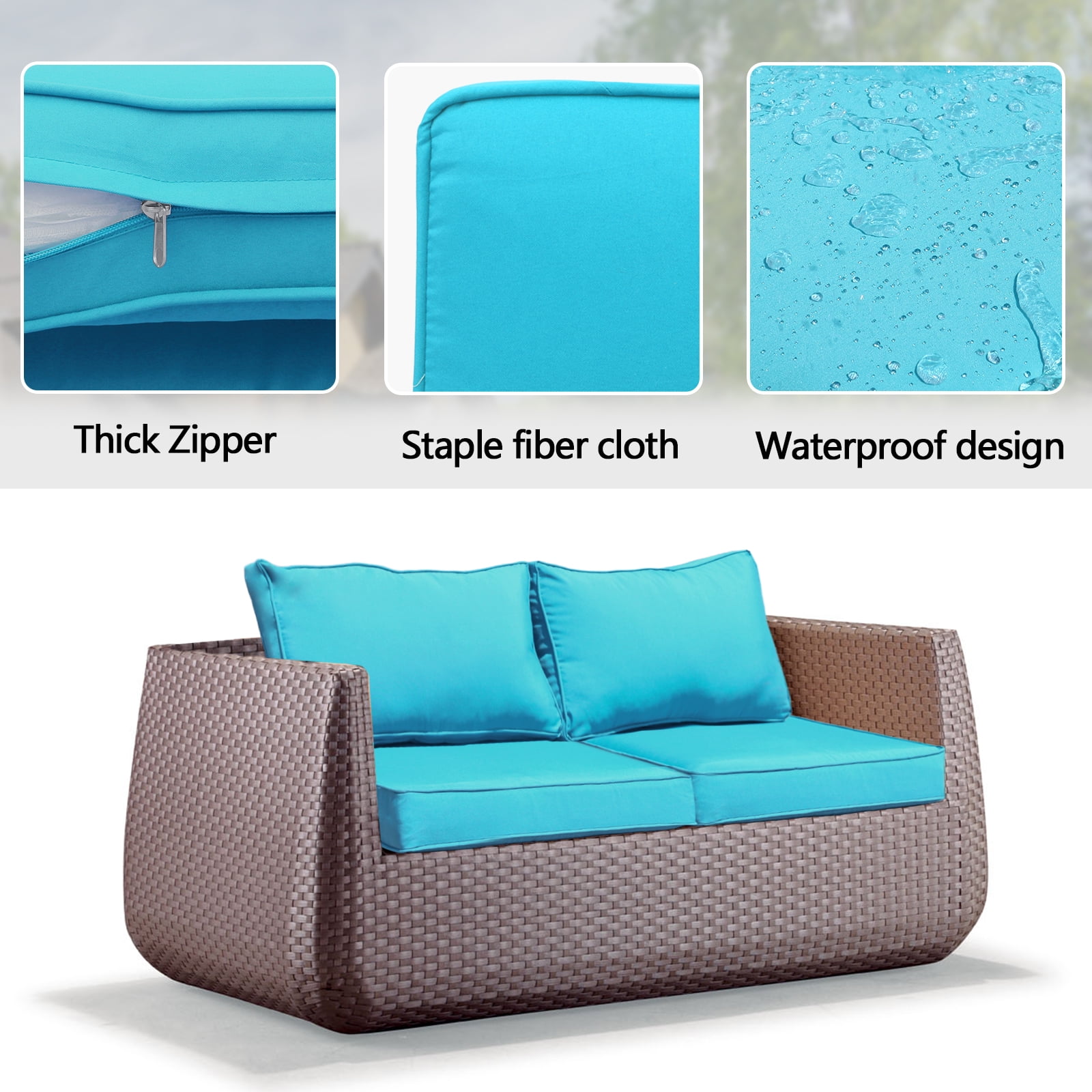FKS LIFE Patio Cushion Covers Replacement Outdoor Patio Seat Cushion Covers Waterproof Back Cushion Slipcovers 25.6×25.6×3.94inches(4 Pack)