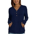 thumbnail image 7 of Bosfbaoi Women's Hooded Henley Button Sun Protection Hoodie, Lightweight Breathable Long Sleeve Sun Shirt, Kangaroo Pocket Drawstring Blouse for Outdoor Daily Wear, 7 of 7