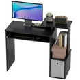 thumbnail image 1 of HOMCOM Computer Desk with Fabric Drawer & Keyboard Tray, Study Desk, Black, 1 of 10
