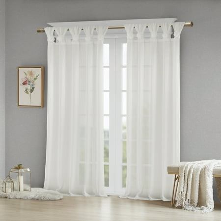 Home Essence Bloom Floral Embellished Cuff Tab Top Solid Window Panel