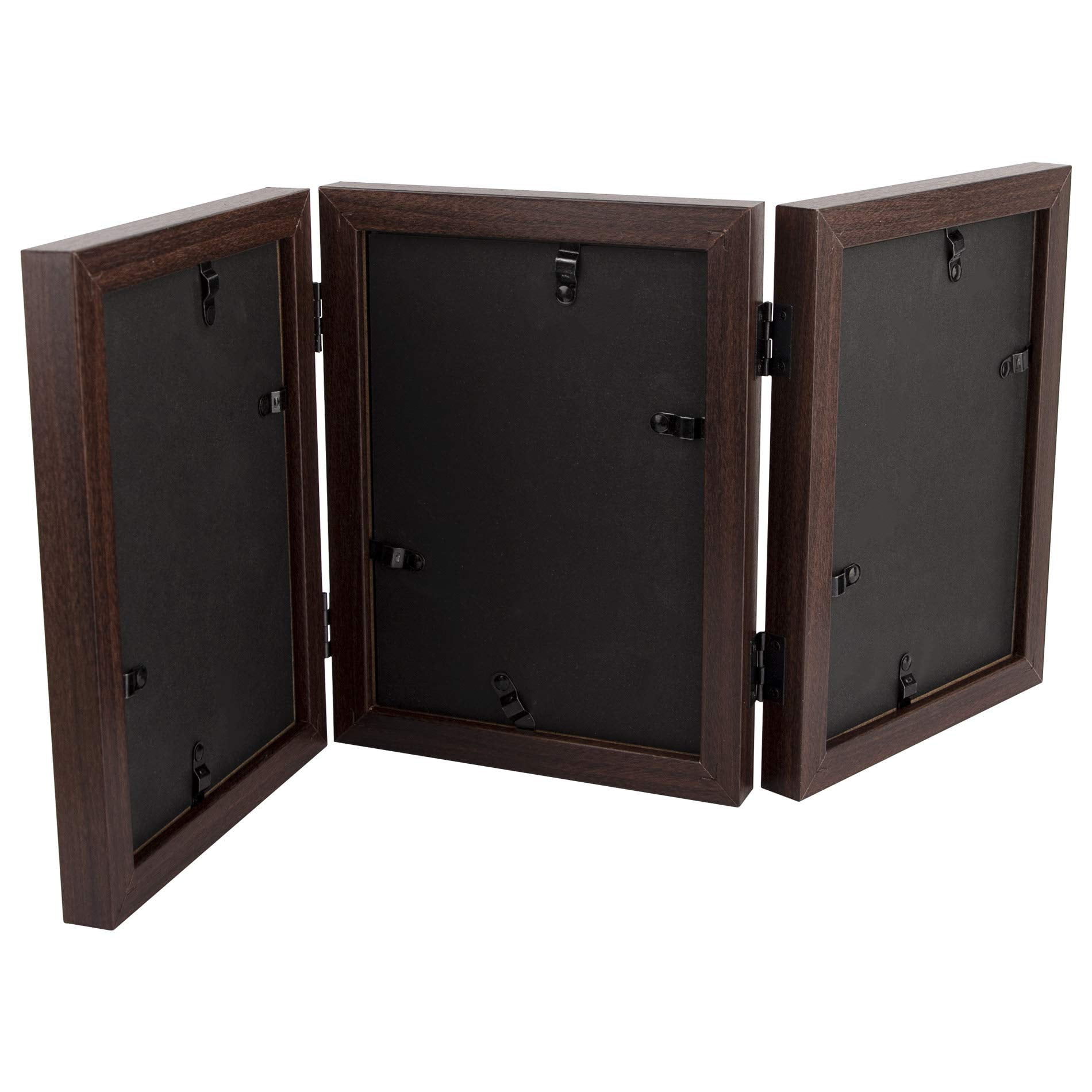 Golden State Art 3-Opening 5x7 Desk Top Hinged Family Decor Collage Picture Frame, Brown, 1-Pack