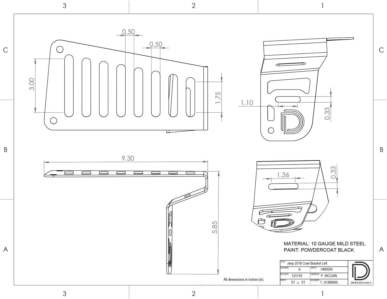 Diode Dynamics DD6554 Cowl LED Bracket Kit for 18-20 Wrangler JL/Gladiator White Fits select: 2018-2019,2021 JEEP WRANGLER UNLIMITED