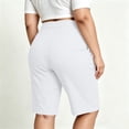 thumbnail image 6 of Zpzdpjkx Women's Plus Size Solid Bermuda Shorts with Pockets High Waist Stretch Knee‑Length Casual Yoga Hiking Shorts, 6 of 10