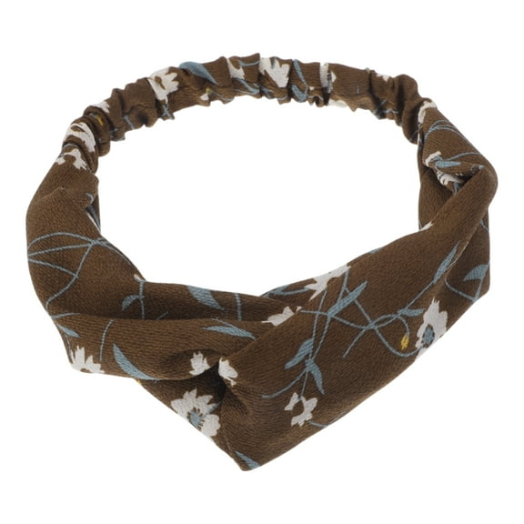 Unique Bargains 1 Pc Fashion Chrysanthemum Pattern Cross Elastic Hairband for Women Coffee