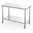 thumbnail image 1 of 48 In x24 In 2-Tier Rolling Stainless Steel Commercial Prep Table with Adjustable Undershelf and Locking Casters - Heavy Duty Kitchen Restaurant Garage Table, 1 of 7