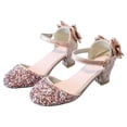thumbnail image 5 of Staki Princess Shoes for Girls Girl's Bow Mary Jane Dress Shoes Ballet Princess Flats with Rhinestone Strap for Party Wedding School Kid Pink,12 Little Kid, 5 of 6