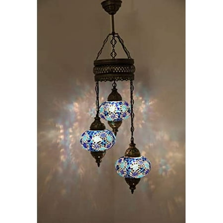 

3 Big Size Globe Mosaic Chandelier Turkish Tiffany Moroccan Night Art Boho Decor Lighting Lantern Ceiling Lamp Colourful Handmade Fixture for Home