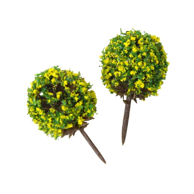 50 Yellow Flower Ball Trees Train Railway Architectural Garden Scenery Layout HO