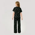 thumbnail image 3 of Abcomgle Girls Summer Outfits 7-8 Polka Dot Short Sleeve T Shirts and Wide Leg Pants Set Cute Casual Girls Sweatsuit,7-8 Years, 3 of 4