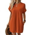 thumbnail image 1 of Robes d'Été pour Femmes Mode Manches Courtes Robe Mini de Printemps Décontractée Plage Vacances Vêtements Robes Orange TG, 1 of 4