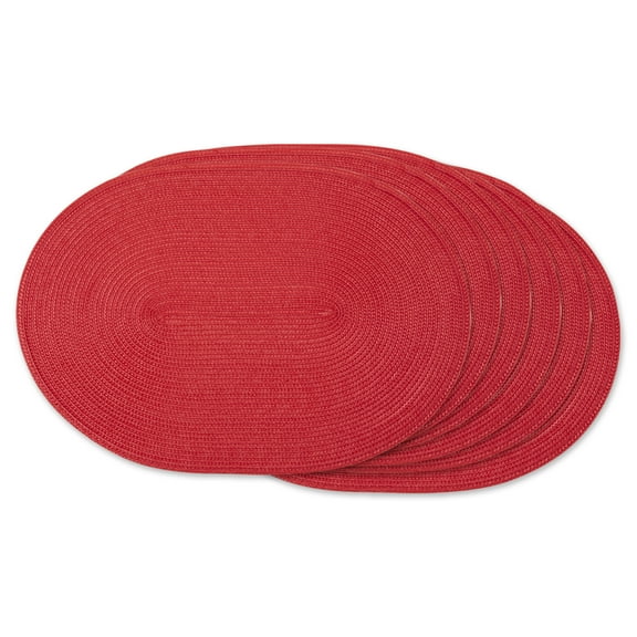 Tango Red Oval Pp Woven Cotton Placemat Set/6