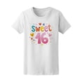 thumbnail image 2 of Sweet 16 Cute Colorful Flowers T-Shirt Women -Image by Shutterstock, Female Large, 2 of 4