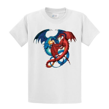 Red Dragon Boat - Dragon T-Shirt Red and Blue Dragons Fighting