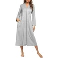 thumbnail image 1 of Women Zipper Robe Long Sleeve Loungewear Lightweight Housecoat Full Length Nightgown, 1 of 6