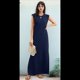 thumbnail image 4 of Vestido Maxi de Verano 2025 para Mujer, Informal, Holgado, con Abertura, Sin Arrugas, con Cuello Redondo y Bolsillos, Color Azul Marino M, 4 of 9