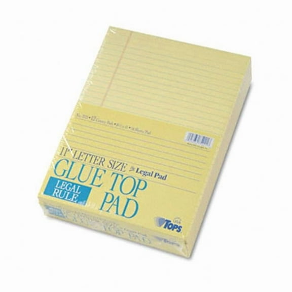 Tops  Glue Top Ruled Pads  Legal Rule  8-1/2 x 11  Canary  12 50-Sheet Pads Pack