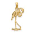 thumbnail image 4 of FJC Finejewelers 10 kt Yellow Gold 3-D Flamingo with Head Up Charm 19 x 12 mm, 4 of 7