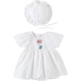 thumbnail image 2 of Baby Girl Cotton Romper Dress with Matching Sun Hat, 2 of 10