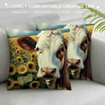 thumbnail image 3 of Wuche  Farm Animal Cow Cattle Throw Pillow Cover, Farmhouse Animal Sunflower with Funny Cow Yellow Decorative Pillow Case Home Decor Square Multiple specifications, 3 of 5