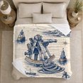 thumbnail image 5 of Vintage Nautical Sextant Sailing Ship Sketch, Peaceful Coastal Landscape Scene, Warm Flannel Blanket for Beach House and Living Room, Beach Lovers Housewarming Gift, Coastal Home Decor, 5 of 9