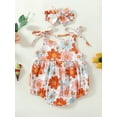 thumbnail image 3 of xiaxaixu Barboteuse Fille Enfant, Été Sans Manches Fleur / Imprimé Bull Justaucorps Court + Bandeau, 3 of 8