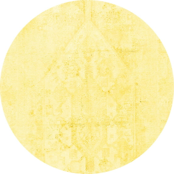 Ahgly Company Indoor Round Solid Yellow Modern Area Rugs, 4' Round