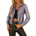thumbnail image 1 of CHAQUETA METÁLICA LIGERA CON CREMALLERA DE MANGA LARGA BRILLANTE Y HOLOGRÁFICA PARA MUJERES INSPIRADA EN CHIC L MORADO ORO, 1 of 6