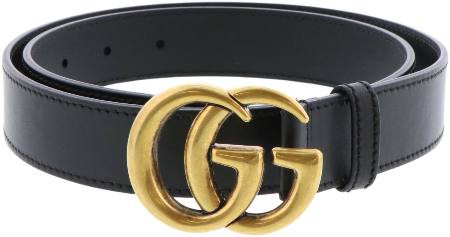 Gucci - Gucci Women's Black Leather Belt With Double G Buckle - 30