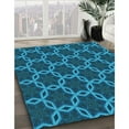 thumbnail image 3 of Ahgly Company Machine Washable Indoor Round Transitional Deep Sky Blue Area Rugs, 3' Round, 3 of 7