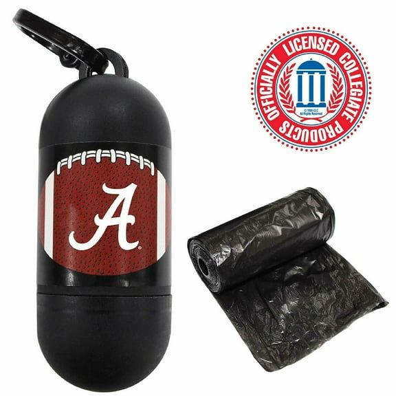 NCAA ALABAMA CRIMSON TIDE Cool & Sporty Poop Bag Dispenser with A Leash D Ring & with 1200 Premium Dog Poop Bags