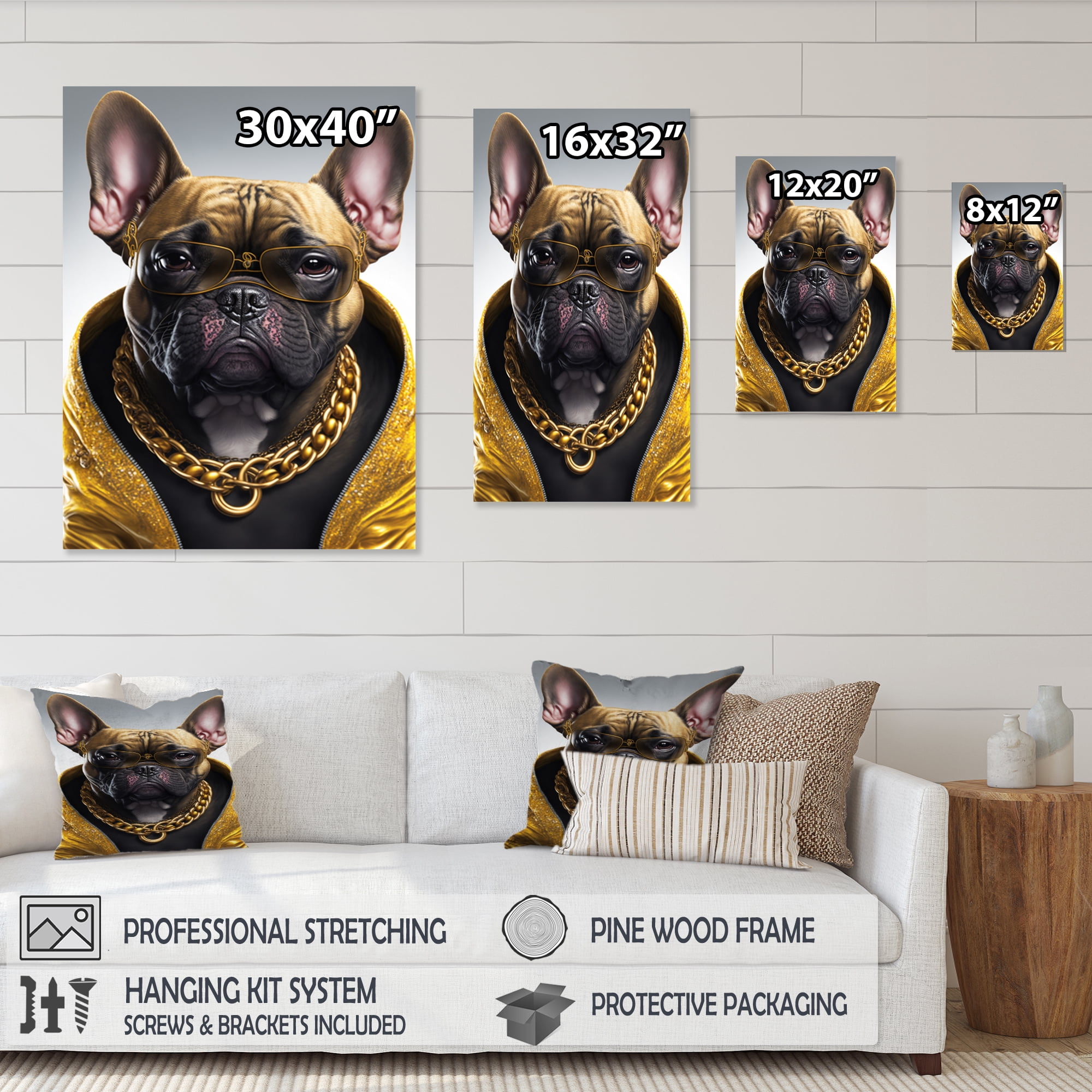Designart Frenchie Gangster In NYC I Canvas Wall Art