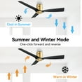 thumbnail image 5 of Smaair 52" Black and Gold  Low Profile 3 Blades Flush Mount Ceiling Fan with Remote No Light, 5 of 10