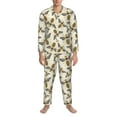 thumbnail image 3 of Fuzoiu Flying Bees1 Print Men's Long-Sleeved Pajama,Lounge Button Down Nightwear,Mens Notch Collar Pajama Set -Small, 3 of 7
