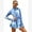 Blue, variant on IDOPIP Women One Piece Rash Guard Set Long Sleeve Swimsuits Zip Front Swim Shirt Dress with Shorts