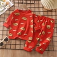 thumbnail image 2 of TOWED22 Toddler Boys Outfits 2 Piece Printed Long Sleeve Crewneck Top Jogger Pants Soft Fall Winter Clothing Set(Watermelon Red,6-7 Y), 2 of 6