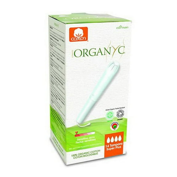 Organyc Hypoallergenic 100% Organic Cotton Tampons with Applicator, Super, 14 ea