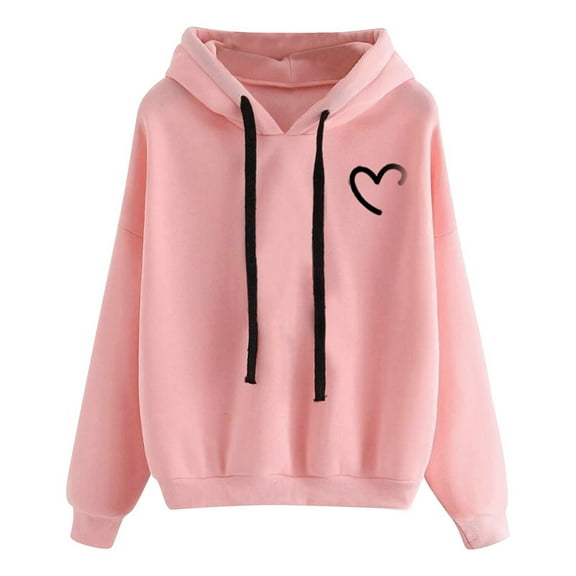KDFJPTH Women's Hoodie Long Hoodies Sweatshirts Casual Print Pink S