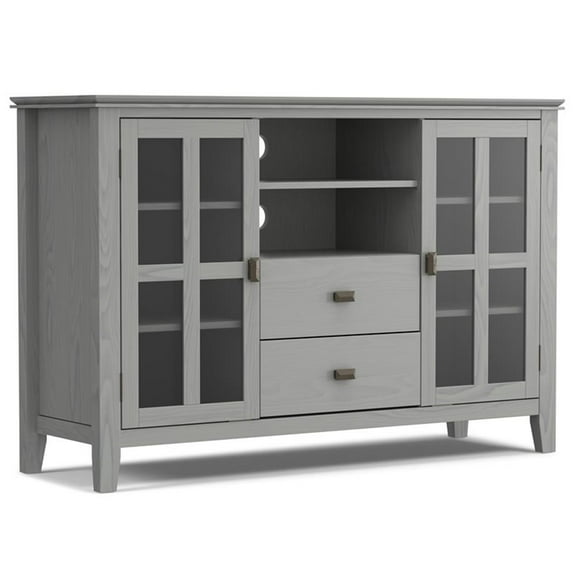 Pemberly Row Solid Wood 53 inch Wide Contemporary TV Media Stand in Fog Gray