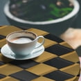 thumbnail image 3 of Ambesonne Checkered Fitted Round Tablecloth, Vintage Square Pattern, 45"- 56" Diameter, Charcoal Grey Pale Coffee, 3 of 5