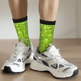 thumbnail image 6 of Hirioo Lime green glitter Pattern Adult Middle Tube Socks Breathable Sock Non-Pilling,Contrasting Color Design, 6 of 6